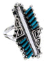 Southwest Silver Turquoise Needlepoint Jewelry Ring Size 6-1/2 BW67899