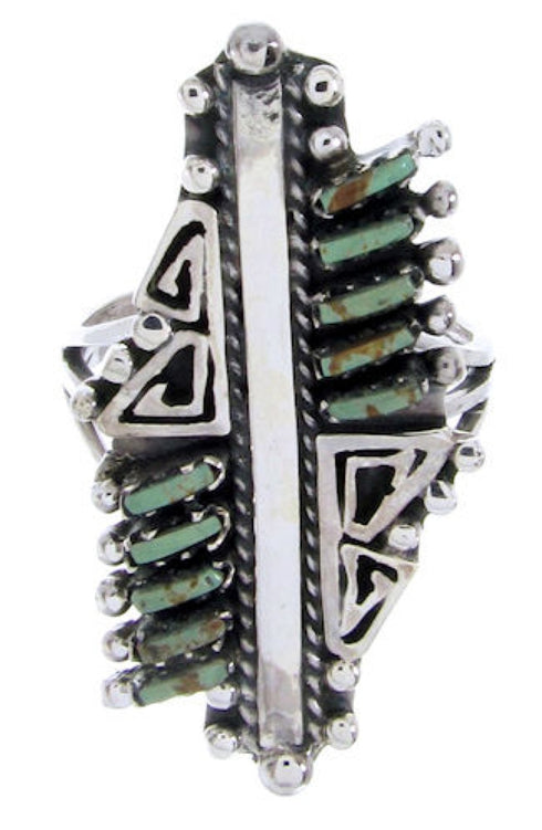 Silver Turquoise Needlepoint Southwest Ring Size 5-1/2 BW67906
