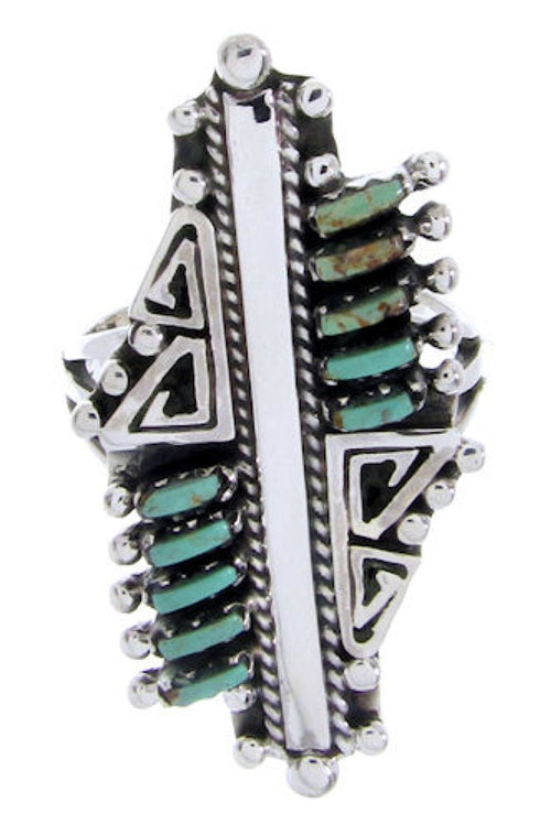 Silver Turquoise Needlepoint Southwest Ring Size 7-3/4 BW67936