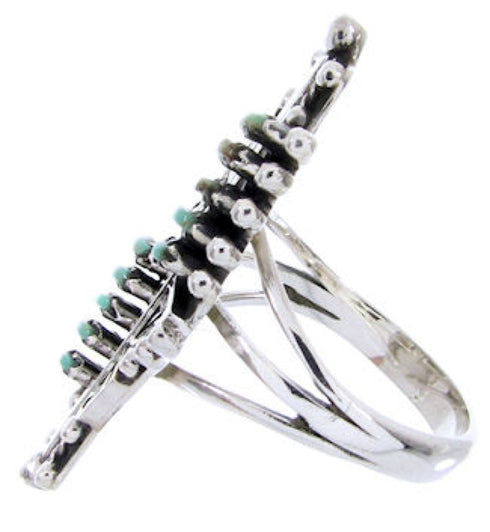 Silver Turquoise Needlepoint Southwest Ring Size 7-3/4 BW67936