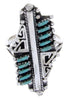 Southwest Jewelry Needlepoint Turquoise Silver Ring Size 5-1/4 BW67947