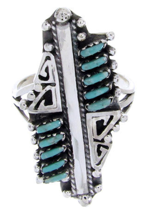 Silver Turquoise Southwest Needlepoint Ring Size 6-3/4 BW67948