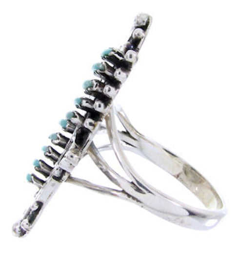Silver Turquoise Southwest Needlepoint Ring Size 6-3/4 BW67948