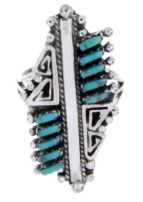 Silver Turquoise Needlepoint Southwest Jewelry Ring Size 8-1/4 BW67958