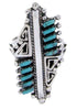 Silver Turquoise Needlepoint Southwest Jewelry Ring Size 8-1/4 BW67958