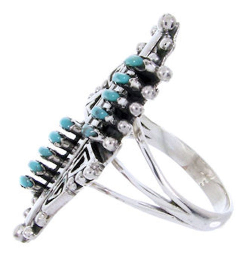 Silver Turquoise Needlepoint Southwest Jewelry Ring Size 8-1/4 BW67958