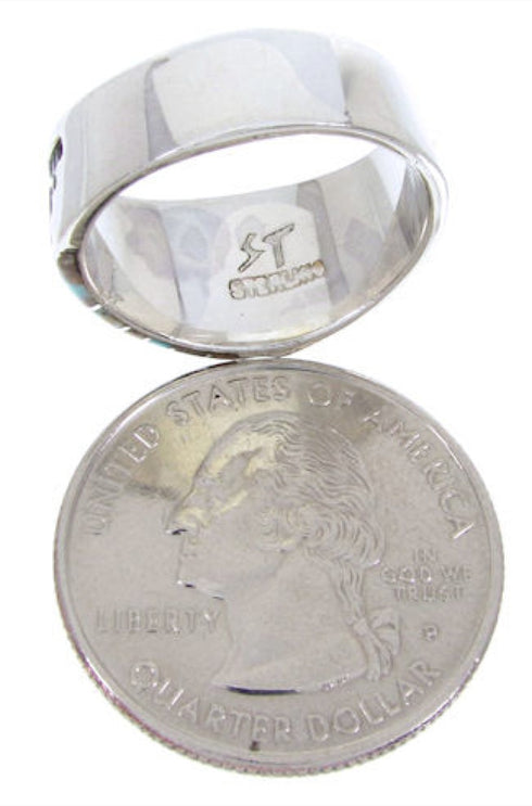 Southwest Turquoise Inlay Ring Size 6-3/4 BW68264