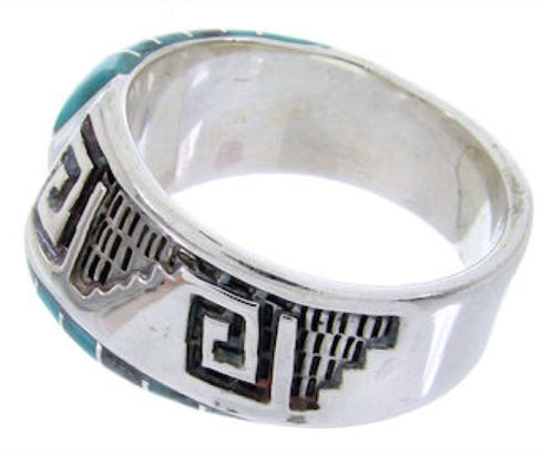 Southwest Jewelry Silver And Turquoise Inlay Ring Size 5 BW68355