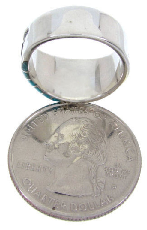 Southwest Turquoise Inlay Silver Ring Size 5 BW68388