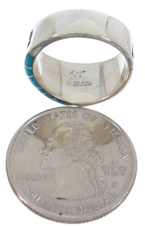 Southwestern Turquoise Genuine Sterling Silver Ring Size 5 BW68392