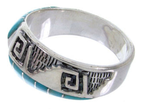 Sterling Silver Turquoise Inlay Southwestern Ring Size 6-3/4 BW68460