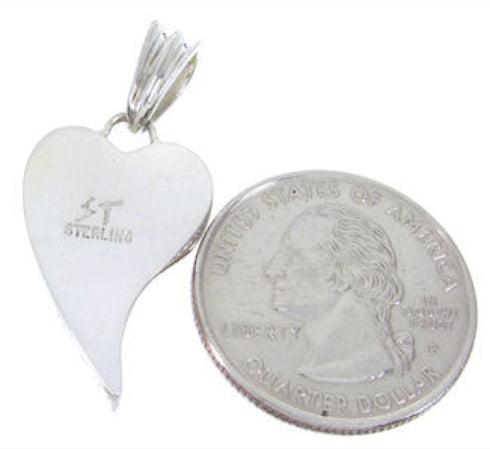 Silver Southwest Turquoise Inlay Pendant Heart Jewelry MW67819