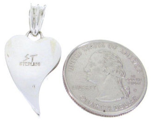 Multicolor Inlay Southwest Sterling Silver Heart Pendant MW67872