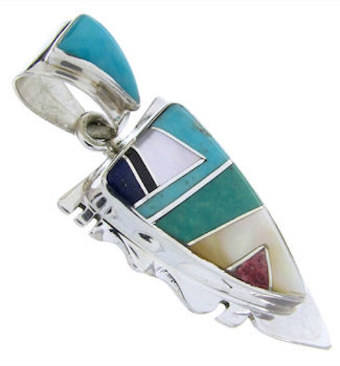 Multicolor Inlay Southwest Jewelry Silver Pendant MW67751