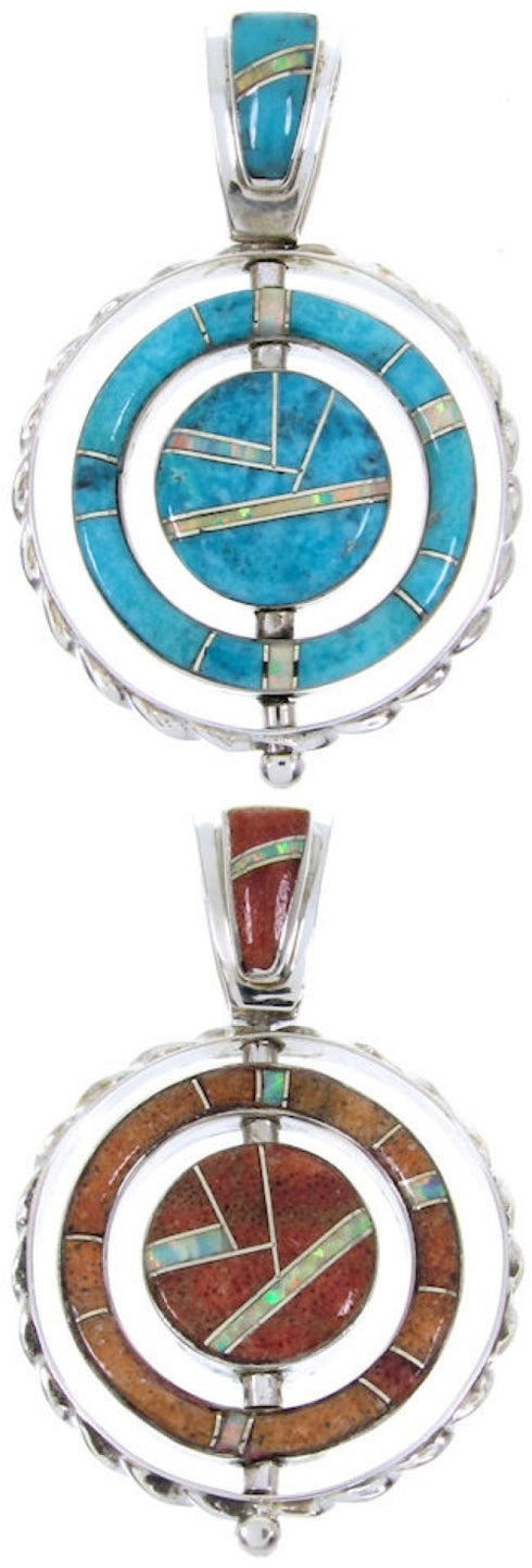 Southwestern Reversible Multicolor Pendant Jewelry BW67804