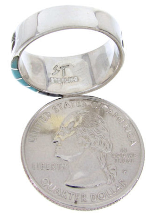 Southwest Multicolor Sterling Silver Ring Size 7-3/4 YS68205