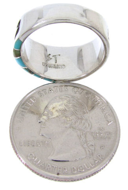 Southwest Sterling Silver Turquoise Jewelry Ring Size 6-3/4 YS68278