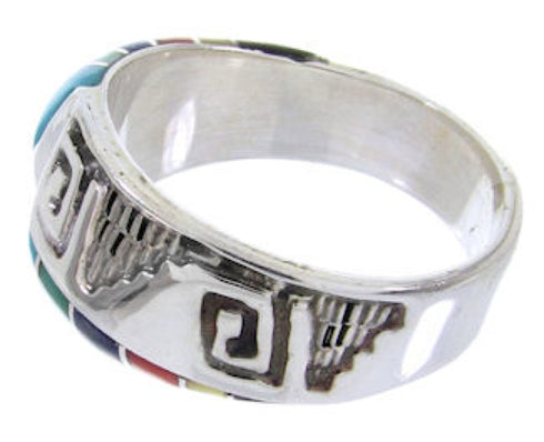 Southwest Silver Multicolor Water Wave Jewelry Ring Size 6-1/2 YS68304