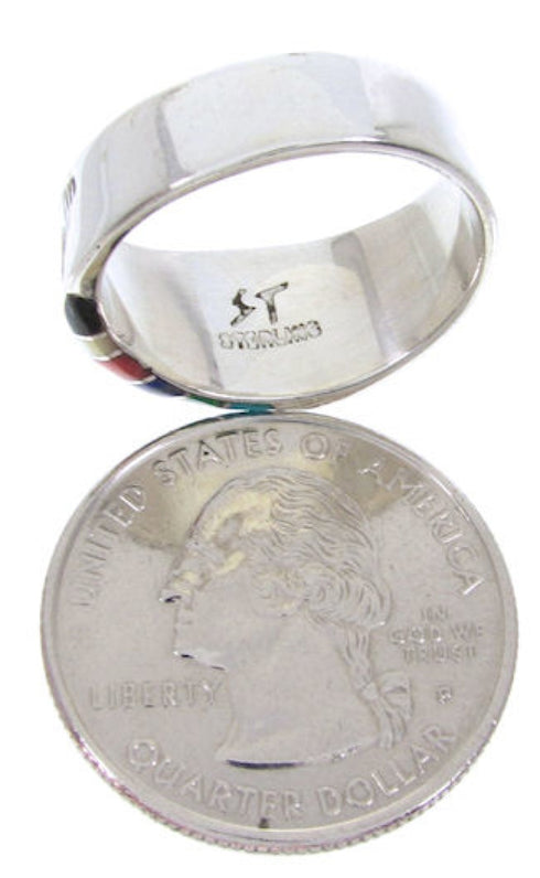 Southwest Silver Multicolor Water Wave Jewelry Ring Size 6-1/2 YS68304