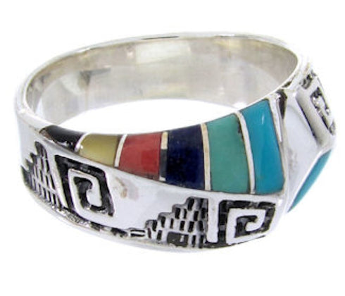 Multicolor Inlay Southwest Water Wave Jewelry Ring Size 5-1/2 YS68358