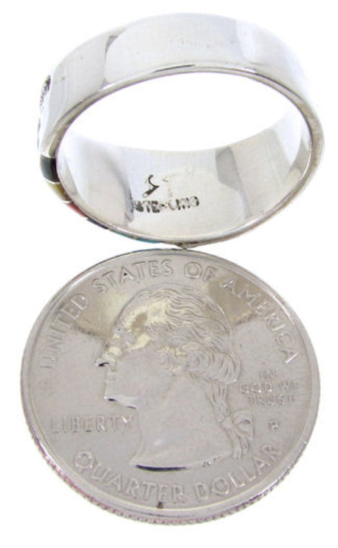 Southwest Water Wave Jewelry Silver Multicolor Ring Size 6-1/2 YS68346