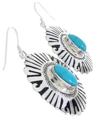 Turquoise Jet Southwest Silver Jewelry Hook Dangle Earrings MW68727