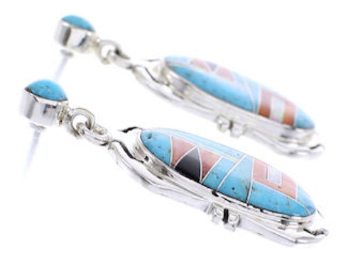 Sterling Silver Turquoise Multicolor Post Dangle Earrings BW68867