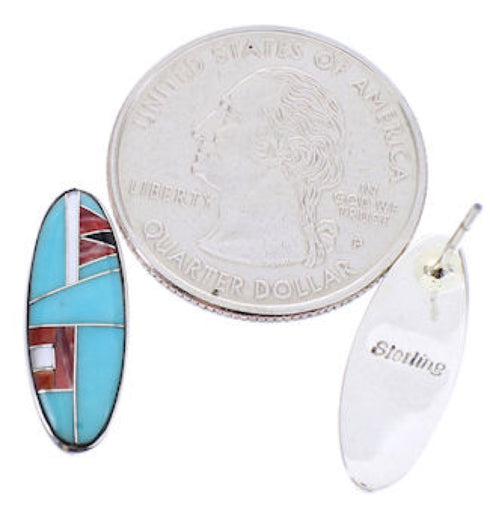 Sterling Silver Jewelry Turquoise Multicolor Post Earrings DS39340