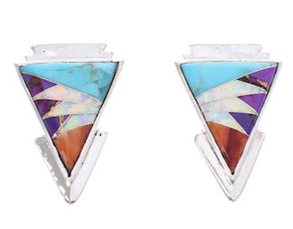 Genuine Sterling Silver Turquoise Multicolor Post Earrings BW68996