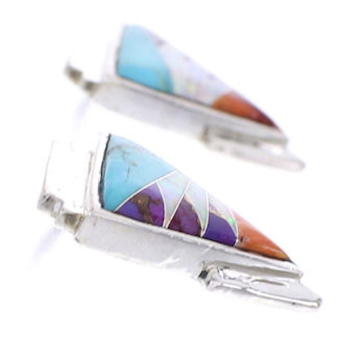 Genuine Sterling Silver Turquoise Multicolor Post Earrings BW68996