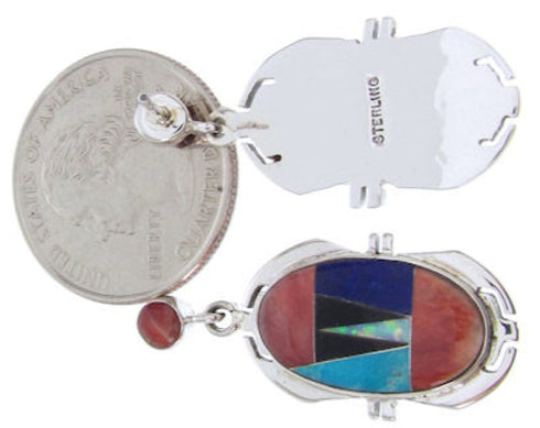 Lapis Opal Multicolor Sterling Silver Post Dangle Earrings NS33202