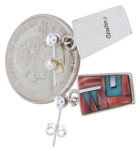 Sterling Silver Post Dangle Multicolor Earrings BW68919