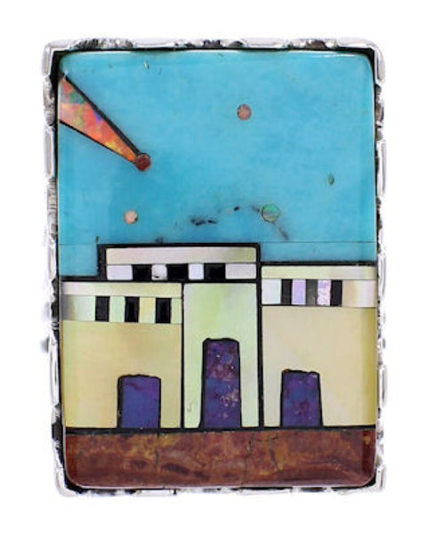 Silver Multicolor Native American Design Ring Size 5-3/4 YS69112