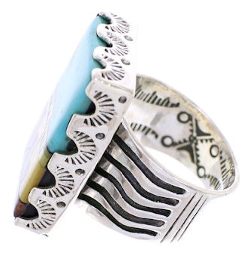 Silver Multicolor Native American Design Ring Size 5-3/4 YS69112