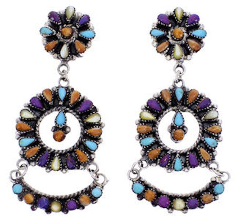 Sterling Silver Jewelry Multicolor Turquoise Post Earrings AW69398