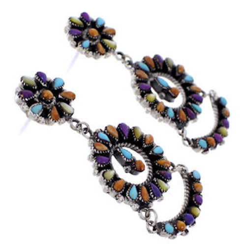Sterling Silver Jewelry Multicolor Turquoise Post Earrings AW69398