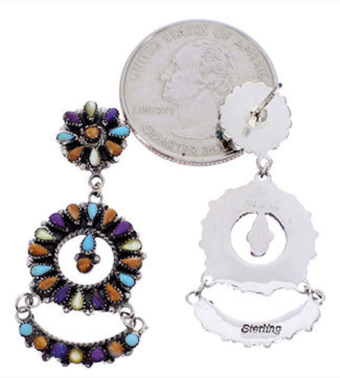 Sterling Silver Jewelry Multicolor Turquoise Post Earrings AW69398