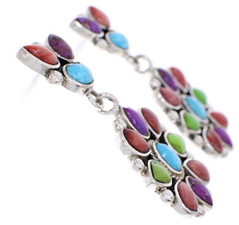 Multicolor And Silver Southwest Jewelry Post Dangle Earrings YS69266
