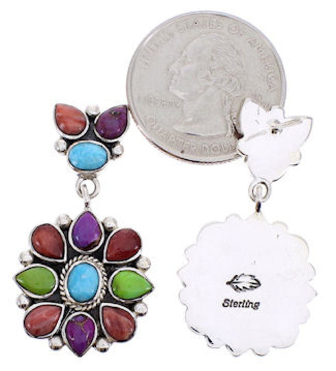 Multicolor And Silver Southwest Jewelry Post Dangle Earrings YS69266