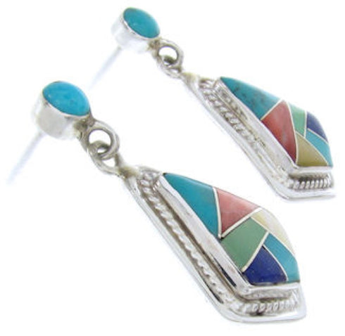 Southwest Multicolor Sterling Silver Post Earrings Jewelry AW69754