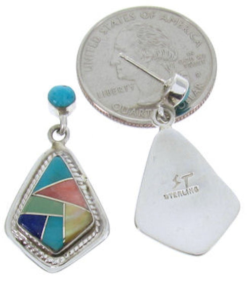 Southwest Multicolor Sterling Silver Post Earrings Jewelry AW69754