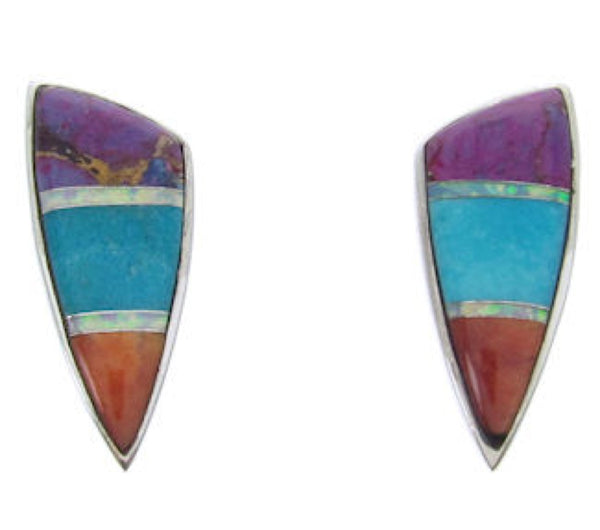 Genuine Sterling Silver and Multicolor Jewelry Post Earrings AW69849