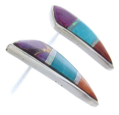 Genuine Sterling Silver and Multicolor Jewelry Post Earrings AW69849