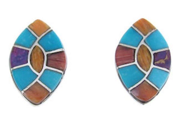 Sterling Silver Turquoise Multicolor Jewelry Post Earrings AW69827