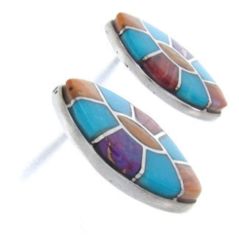 Sterling Silver Turquoise Multicolor Jewelry Post Earrings AW69827