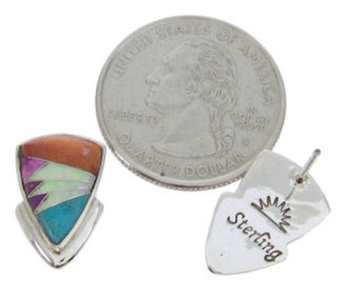 Turquoise Multicolor Inlay Sterling Silver Post Earrings AW69872