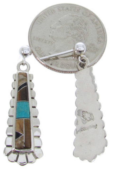 Tiger Eye And Multicolor Sterling Silver Post Dangle Earrings BW69834