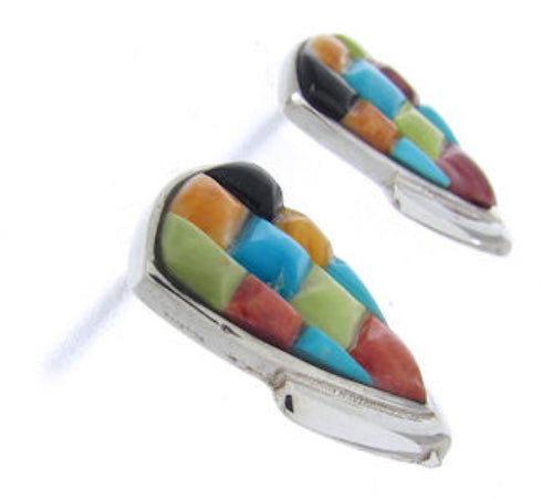 Turquoise Multicolor Inlay Sterling Silver Post Earrings BW69874