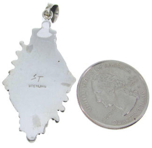 Overlay Turquoise Genuine Sterling Silver Needlepoint Pendant BW69949