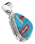 Turquoise Multicolor Inlay And Sterling Silver Pendant AW69925